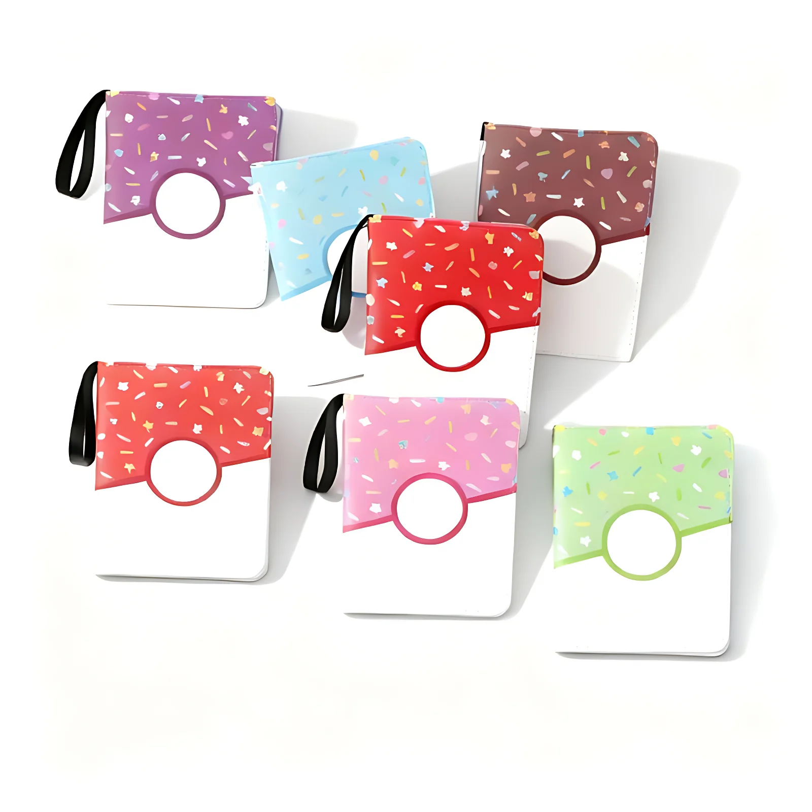 Donut 4 Pocket Card Binder Cartoon TCG Zipper Album Book Multi-Pocket Expandable Photo Collection File for Pokemon Card ID Badge