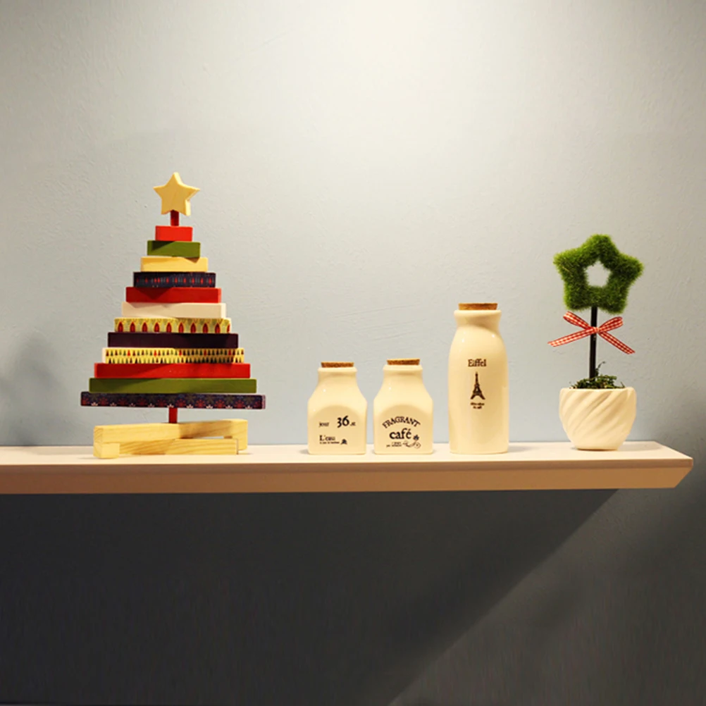 

Collapsible Mini Portable Wooden Christmas Tree naments Desktop Decor Sisal Yarn Festive Holiday Home Office Party