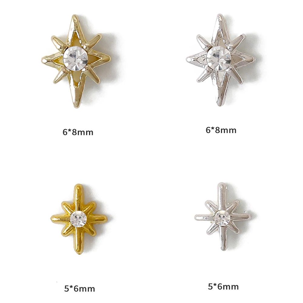 20pcs Alloy Retro Buchelati Nail Art Charm 3D Antique Pentagram Star Diamond Nail Jewelry DIY Luxury Nail Crafts Accessories