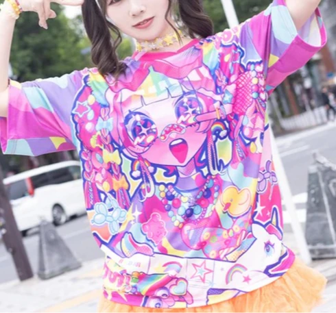 Modisches Neues Kawaii Niedliches T-Shirt mit Männlichem und Weiblichem Element-Design-Muster 3D-Druck Event Cosplay Ausstellungs-Kleidung T-Shirt