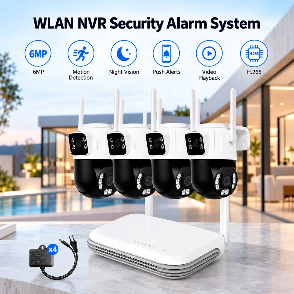 KERUI 8CH NVR Kits 8 Channel Network Video Recorder Wireless Dual Lens IP PTZ Security System Surveillance