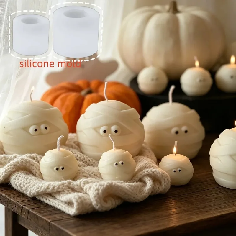 2Pcs Halloween Spherical Candle Mold Silicone Resin Mould DIY Handmade Candle Soap Making for Halloween Home Party Decor Craft