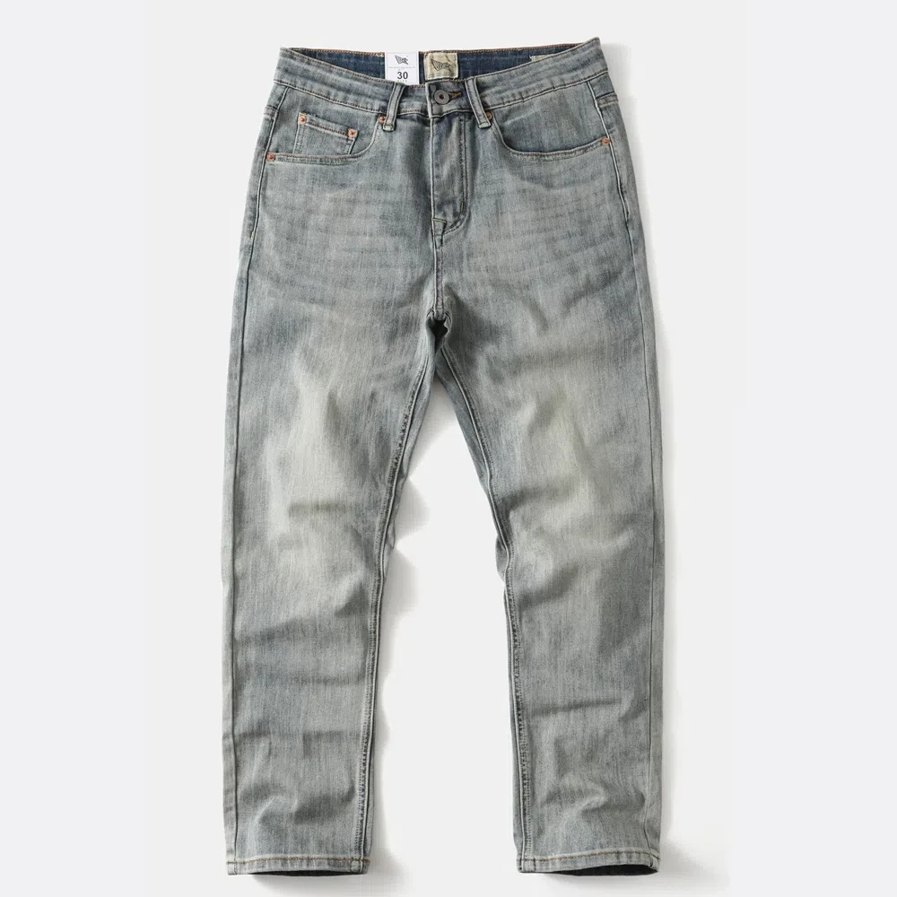 

Мужские потертые джинсы в стиле ретро, маленькие прямые повседневные универсальные длинные брюки