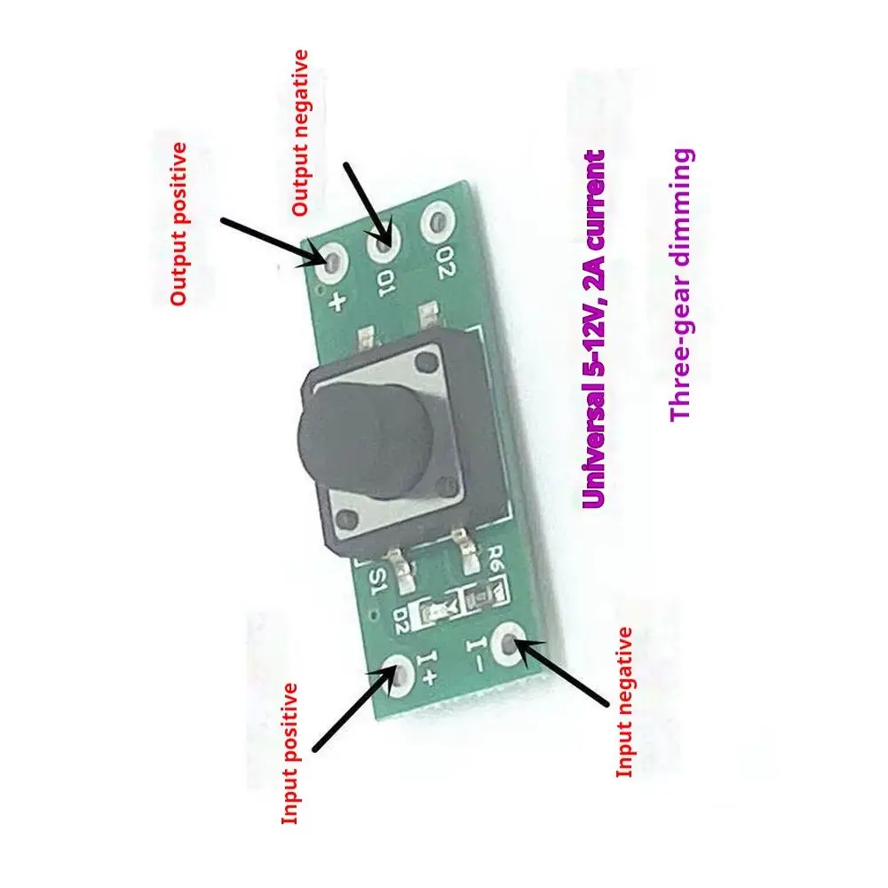 5V-12V LED 3-Level Touch Control 2A Dimmer Switch for Makeup Mirror Fill Light Closet DIY Light Strip