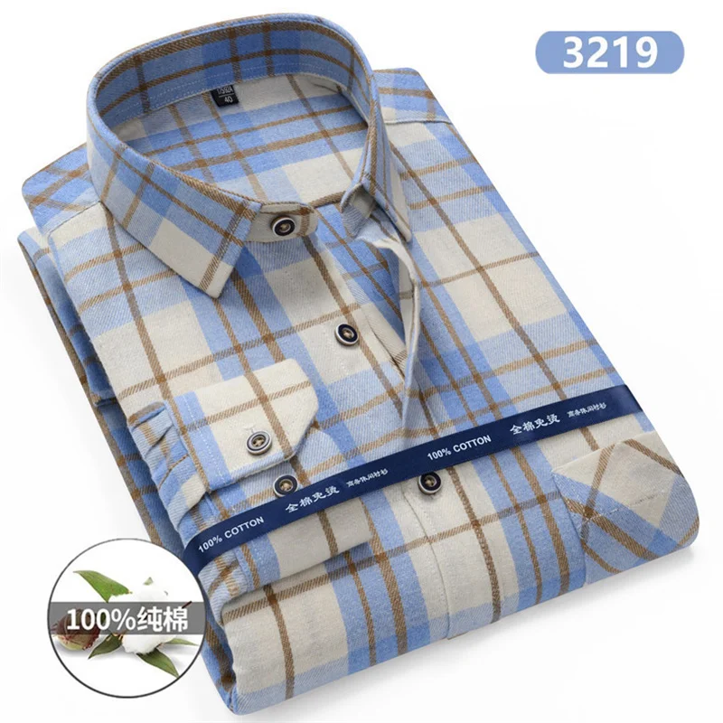 

Oversize 10XL 11XL Plaid Flannel Shirts For Men Long Sleeve Cotton Fashion Casual Soft Standard-Fit Man Shirt Blouse Men Clothes