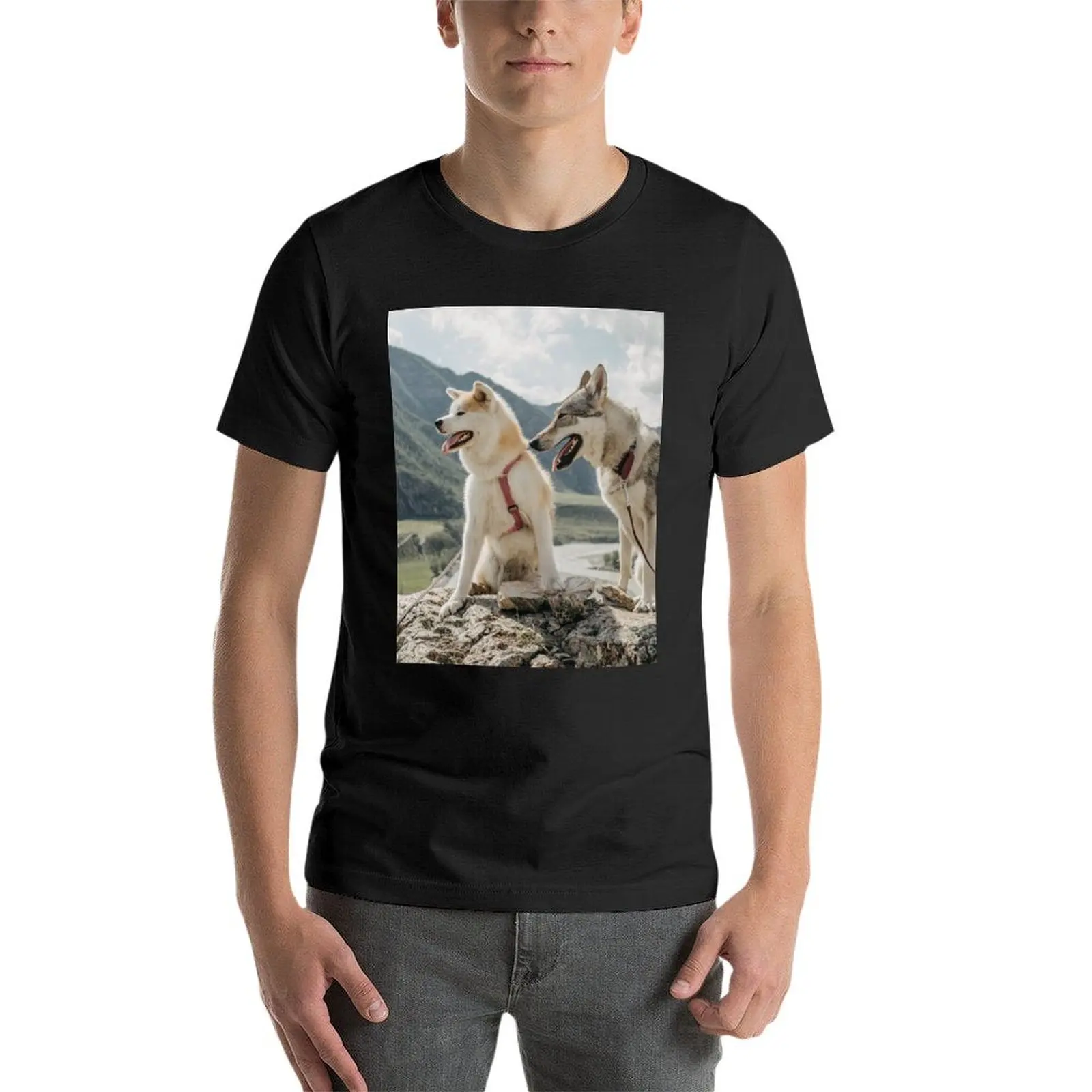 Akita Hond En Husky Hond Hebben Plezier T-Shirt Schattige Tops Vintage Funnys Heren T-Shirts