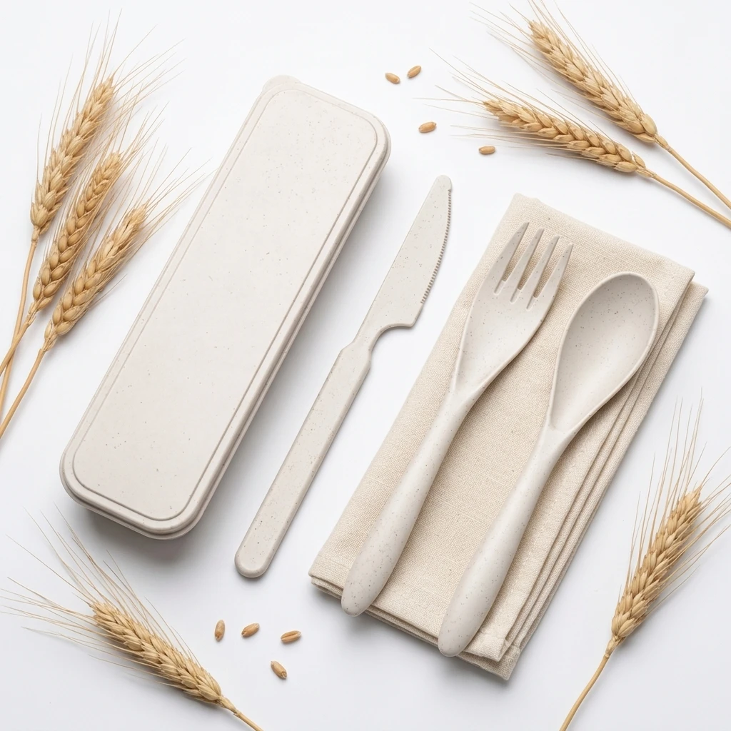 Cutlery Set Eco-Friendly Picnic Travel Utensils for Campers Portable Wheat Straw Knife Fork Spoon BPA Free Reusable Gear