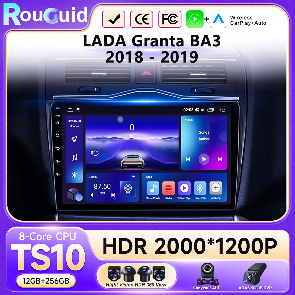

For LADA Granta BA3 2018-2019 Car Radio DSP GPS Multimedia Video Player Wireless Car Play Android 16 Auto 2din Stereo
