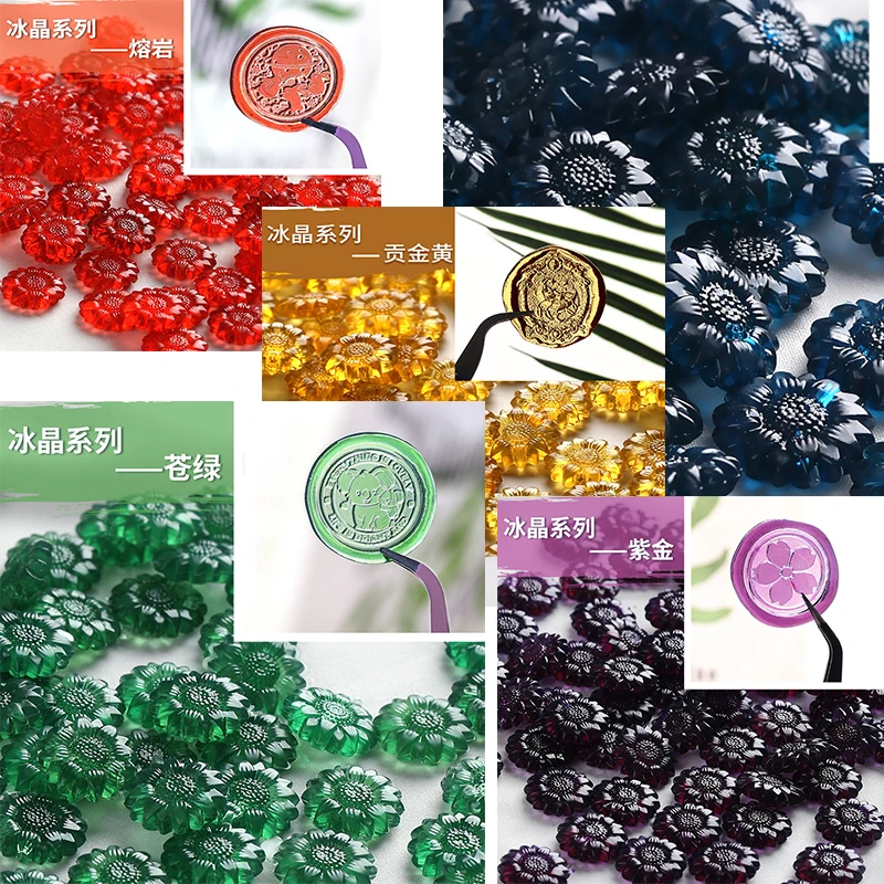 100pcs 27g New Transparent Enamel Wax Grains Sunflower Translucent Enamel Seal Decoration