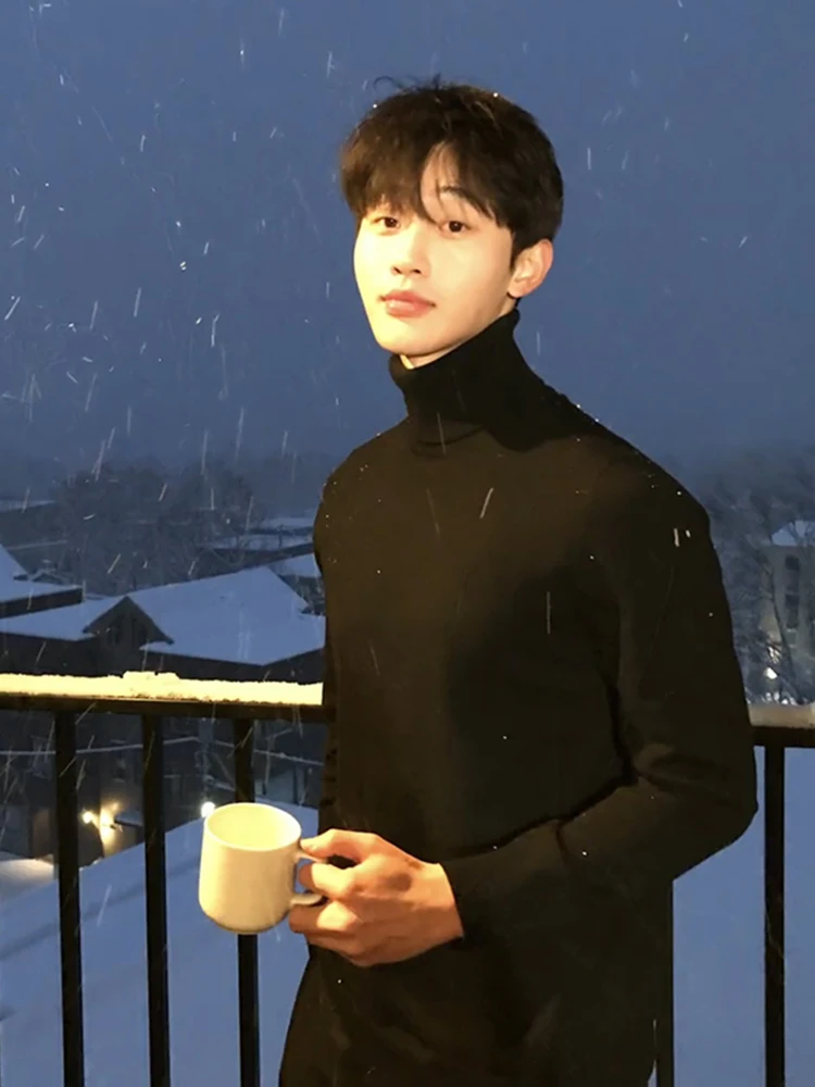 

Bla High Collar Men's Sweater Winter Ele Sli Mature Steady Knitted irt Slim Fit Inner Wear Base Layer Knitwear