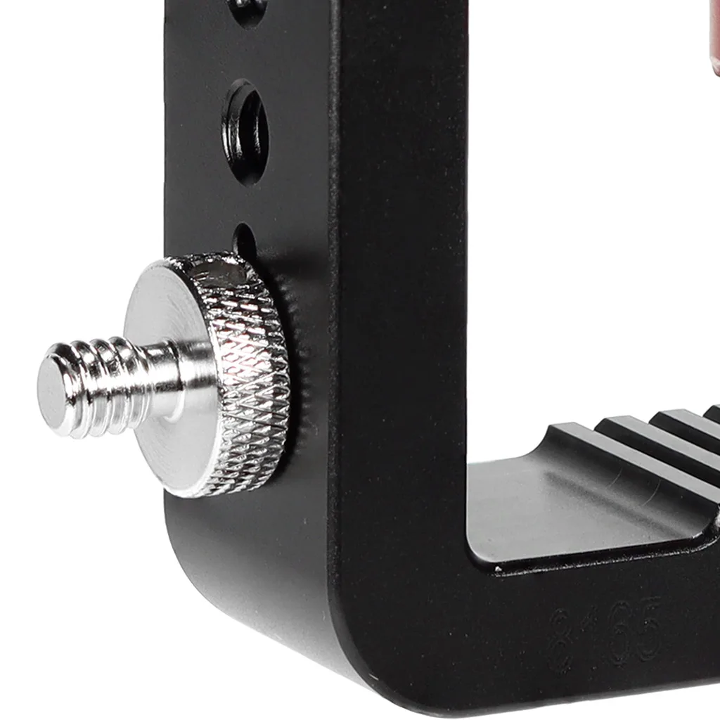 Aluminium C-Klemme mit Cold Shoe und Arri-Positionierloch 1/4" 3/8" Gewinde für DSLR-Kamera, Monitor, LED-Videoleuchte, Schreibtisch-Rig – Detail 9