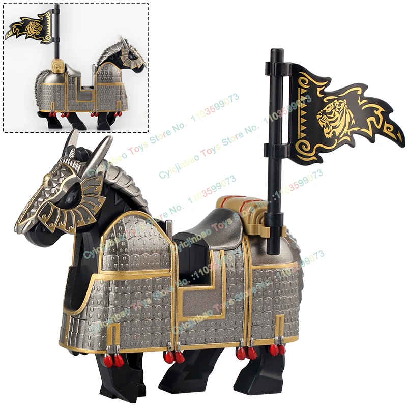 Antica cavalleria militare monta cavallo da guerra blocchi di costruzione di animali mattoni Mini Action Figures giocattoli per regali per bambini BR851