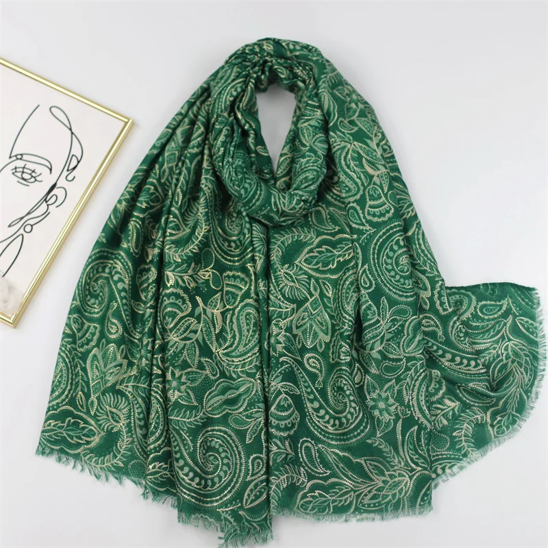 6 Colors Luxury Brand Cotton Viscose Scarf Khaki Paisley Floral Fringe Shawls and Wraps Echarpe Pashmina Bufandas Hijab 180*90Cm