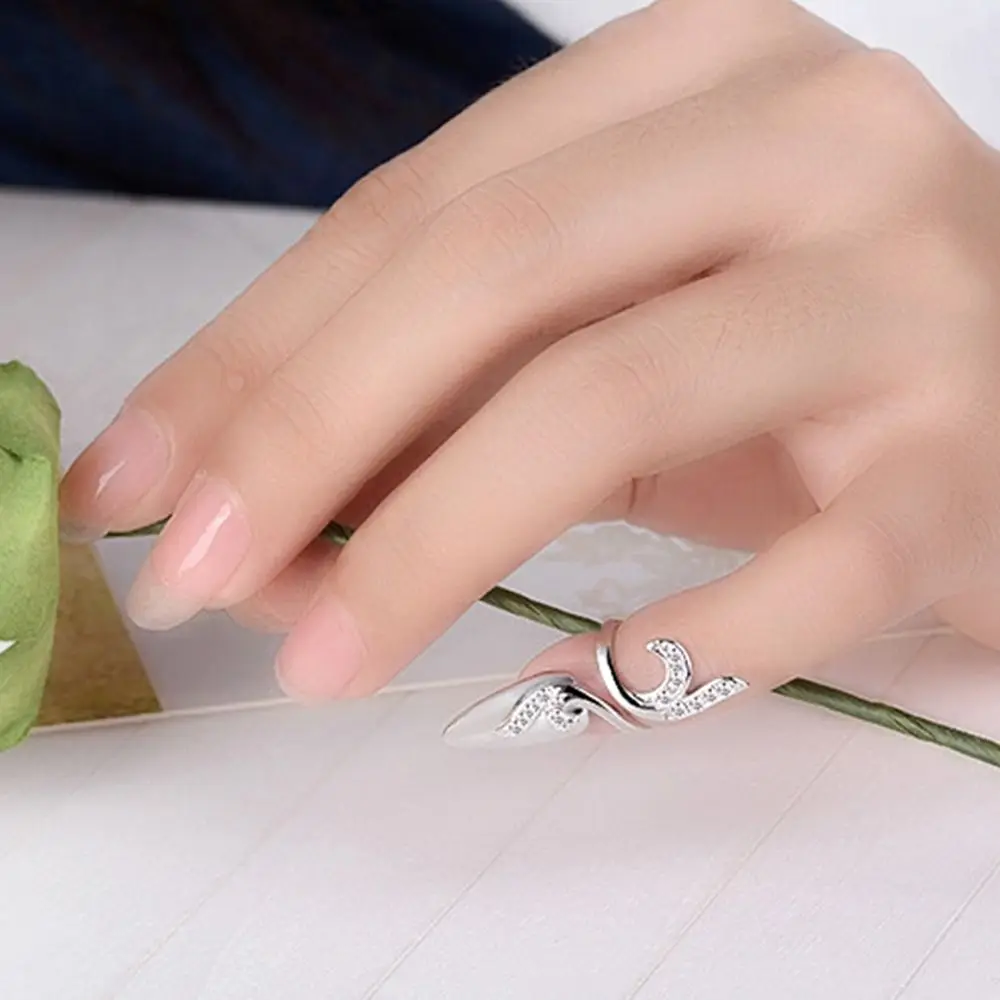 Cute Opening Ring Niche Design Charming Rhinestone Flower Finger Ring Women Nail Ring Fingernail Protective Fashion Jewelry