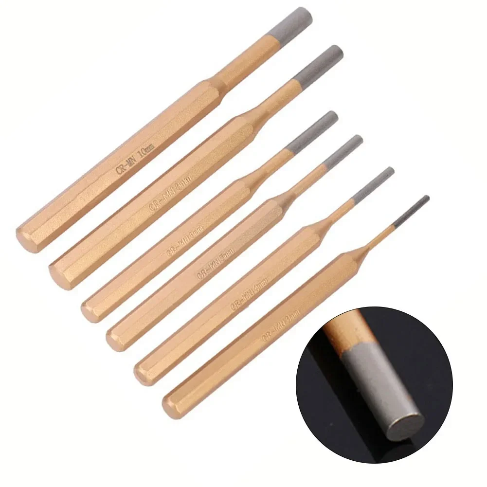 Professional Grade Tools for Exceptional Chiseling 6pcs Cylindrical Punch Chisel Set CR MN Steel High Hardness