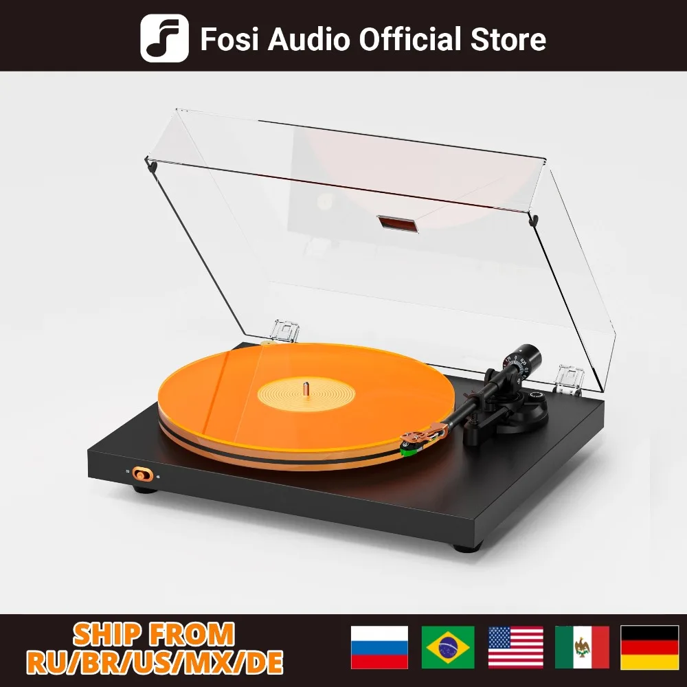 Fosi Audio LUNA 3 Schallplattenspieler 33/45RPM Hifi-Plattenspieler Grammophon RCA-Ausgang Auto-Stopp Heim-Audio