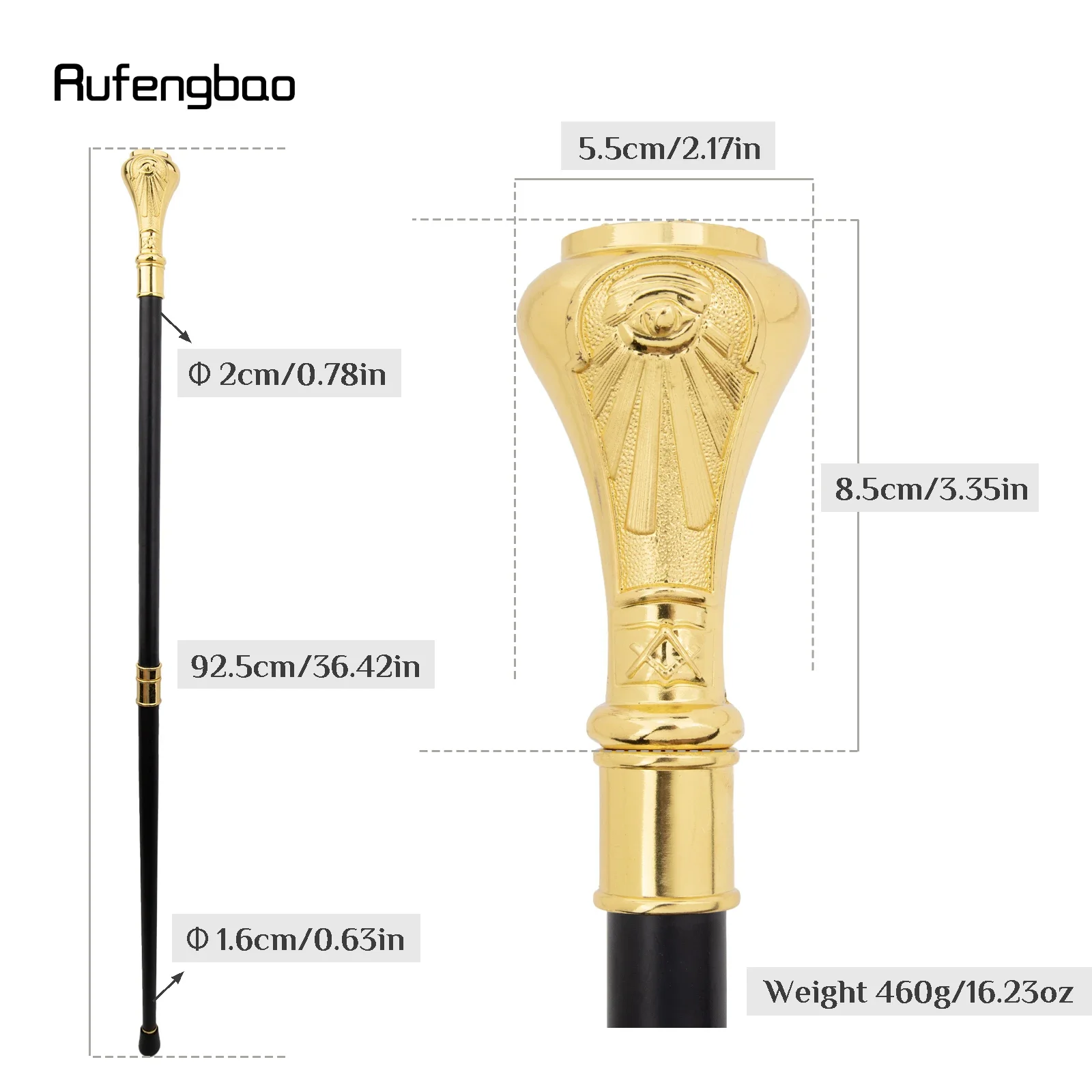 Goldene Freimaurerei Freimaurer VG Totem Gehstock Mode Gehstock Gentleman Crosier Knopf Gehstock 93 cm