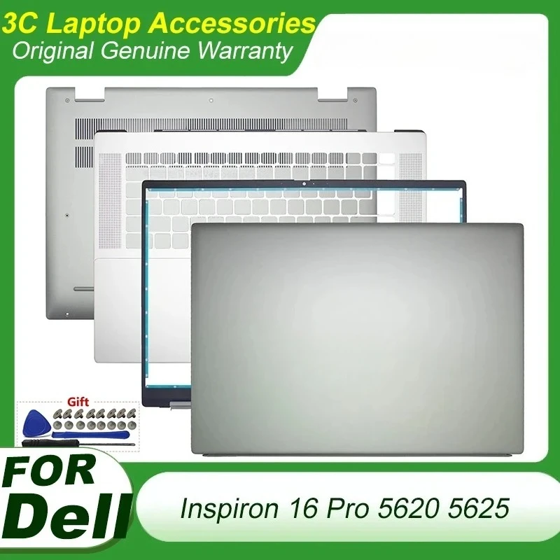 جديد لأجهزة الكمبيوتر المحمول DELL Inspiron 16 Pro 5620 5625 LCD الغطاء الخلفي الإطار الأمامي Palmrest غطاء سفلي فضي 0FDN37 0HJ5PC 052GP6