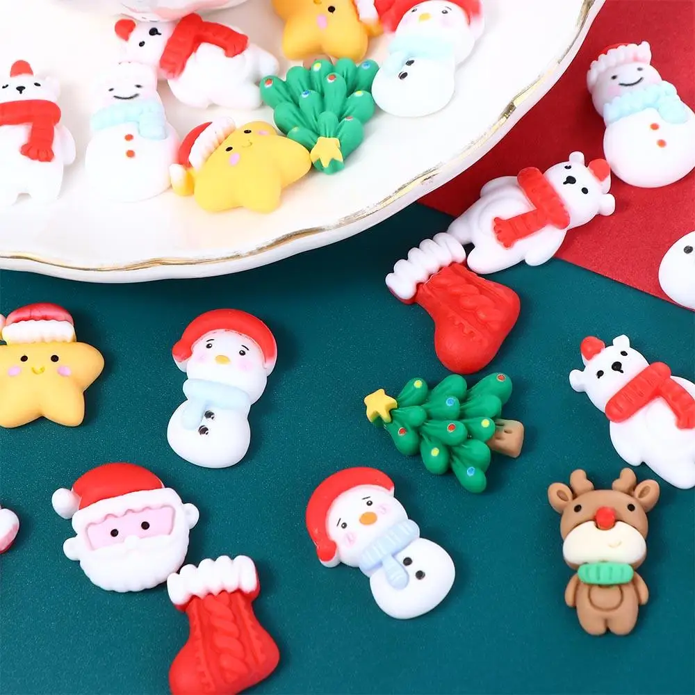 Estatuetas de desenhos animados padrão para diy hairpin fazendo remendos de natal enfeites para casa ornamento de ano novo material de arte diy