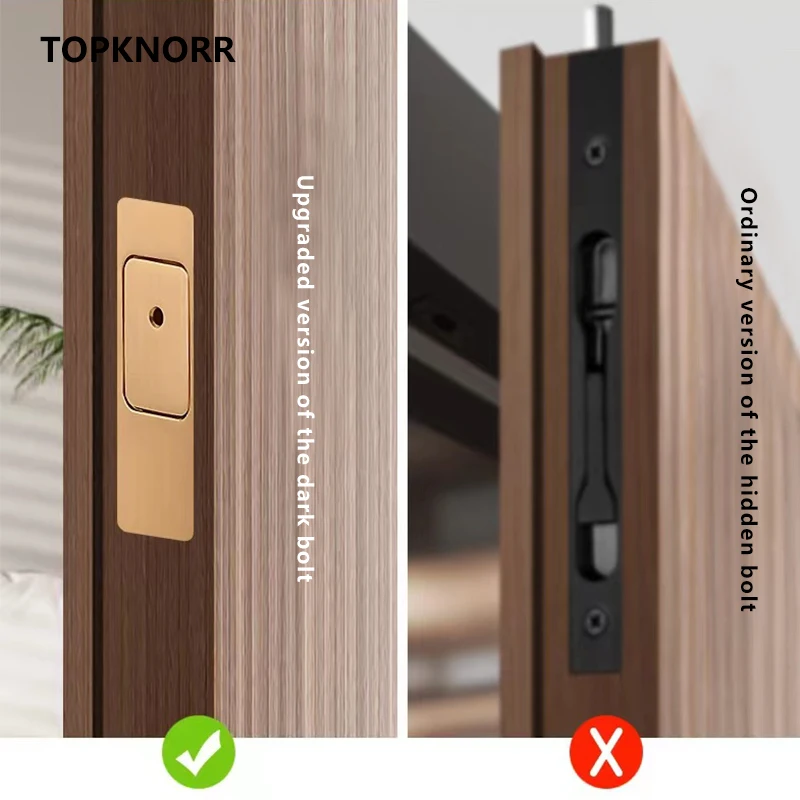 Invisible Magnetic Automatic Wooden Door Sub-mother Door Hidden Pin Door Bolt One Press to Open Folding Door Pin Lock