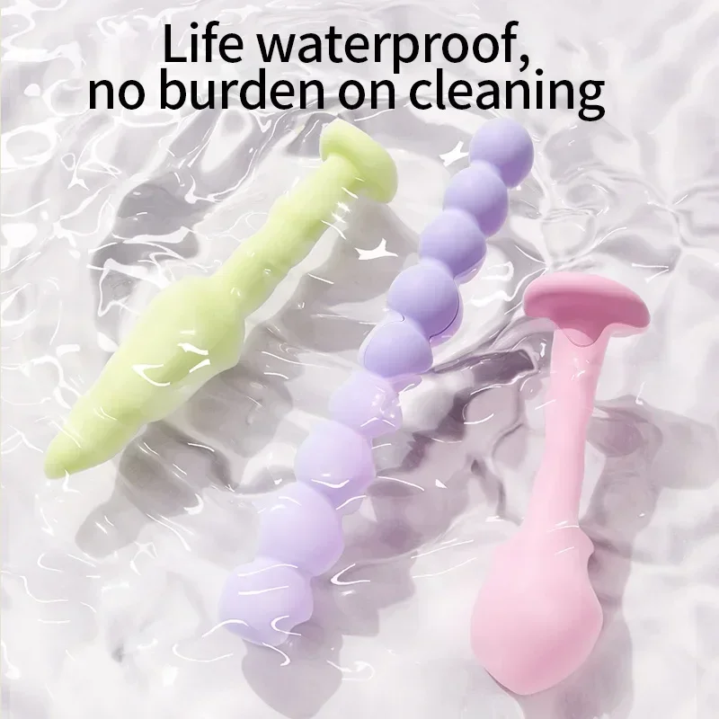 ชุดสามชิ้น anal plug ผลิตภัณฑ์นุ่มนวดต่อมลูกหมากหญิง anal plug ลูกปัดของเล่น butt plug anal ของเล่น