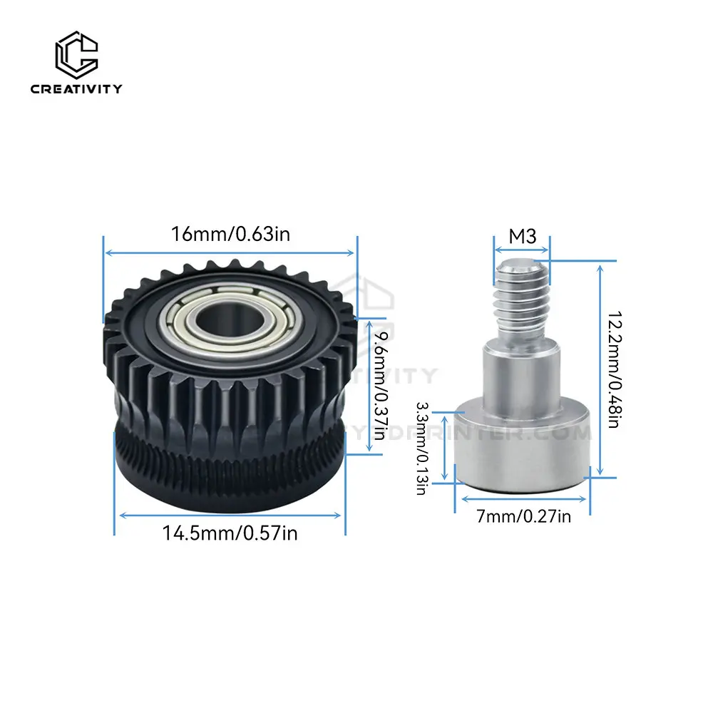 K1 Gear All Metal Filament Drive Gear  for K1/K1MAX/K1C EXtruder GEAR DLC Coating Nickel-plated High Hardness Wear