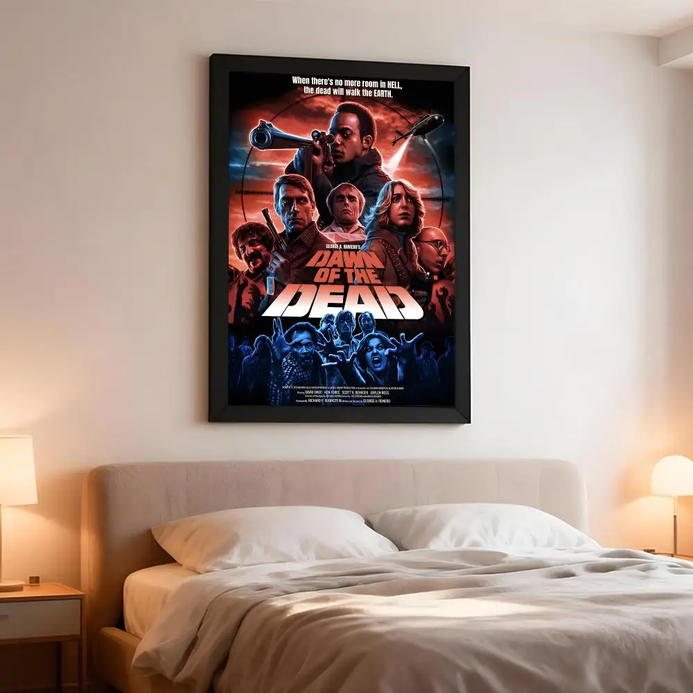 Horror Film Dawn of the Dead Poster Artistic Peel-Off Wall Decor, Indoor Outdoor Home Ornament for Collectors