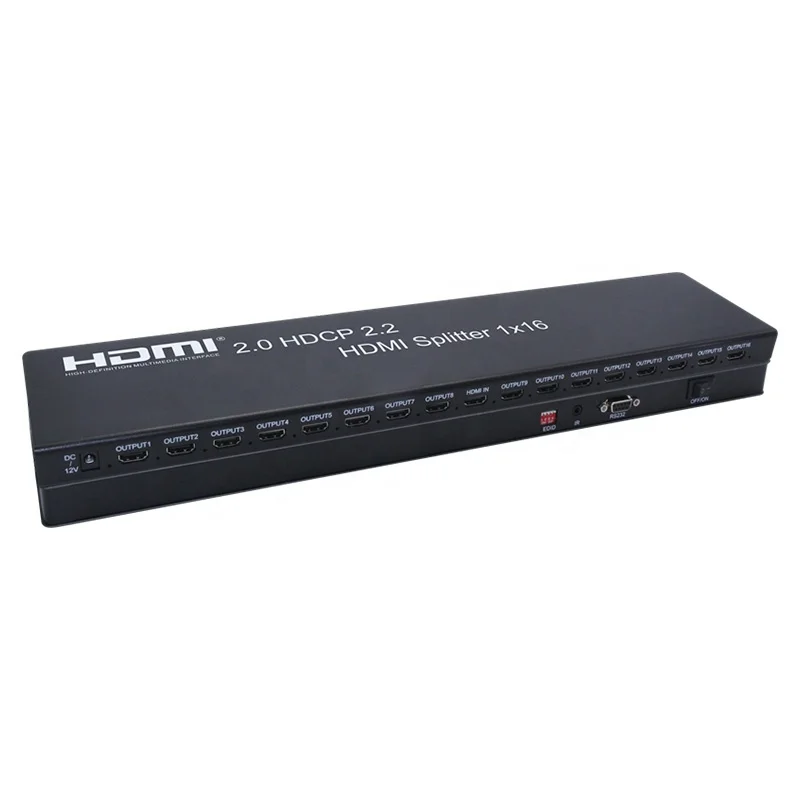 16 Port HDMI 2.0 Splitter 1 Input 16 Output 3D 4K 60Hz 1x16 16Way HDMI Video Splitter 1 In 16 Out Support Edid Management For TV