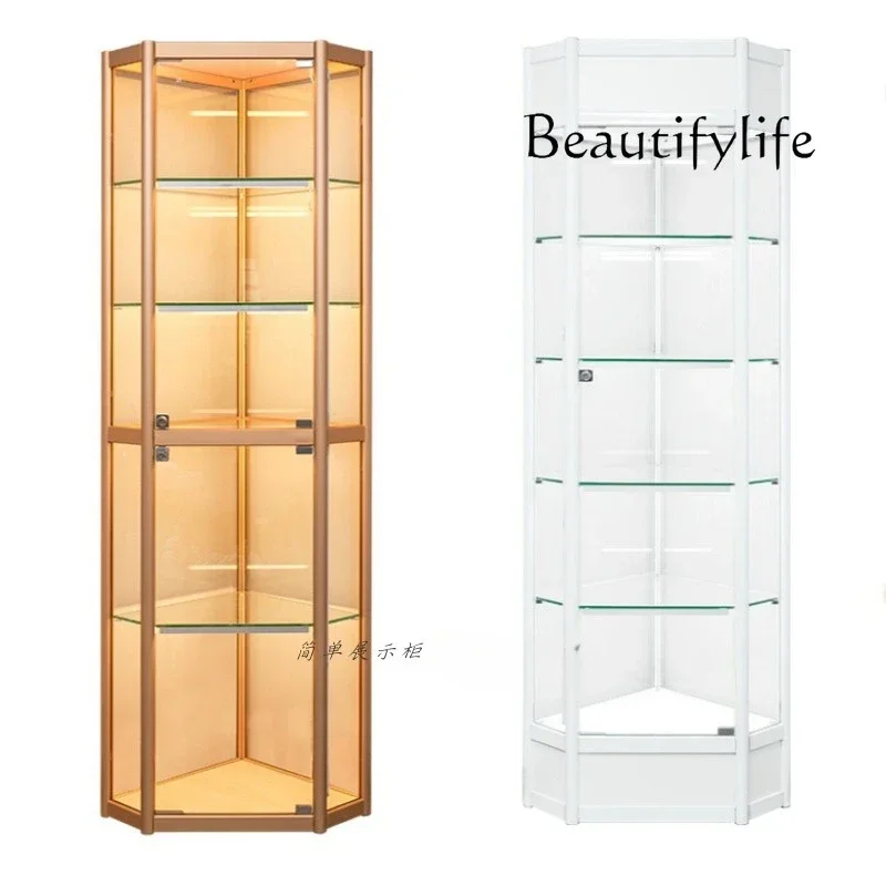 Corner Glass Wine Cabinet Against Wall Display Cabinet Lego Model Gundam Antique Jewelry Display Cabinet