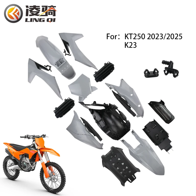 

LINGQI Motorcycle Parts Complete Body Plastic Kit Side Cover Panels Fender for KT250 2023 Dirt Pit Bike Motocross Enduro
