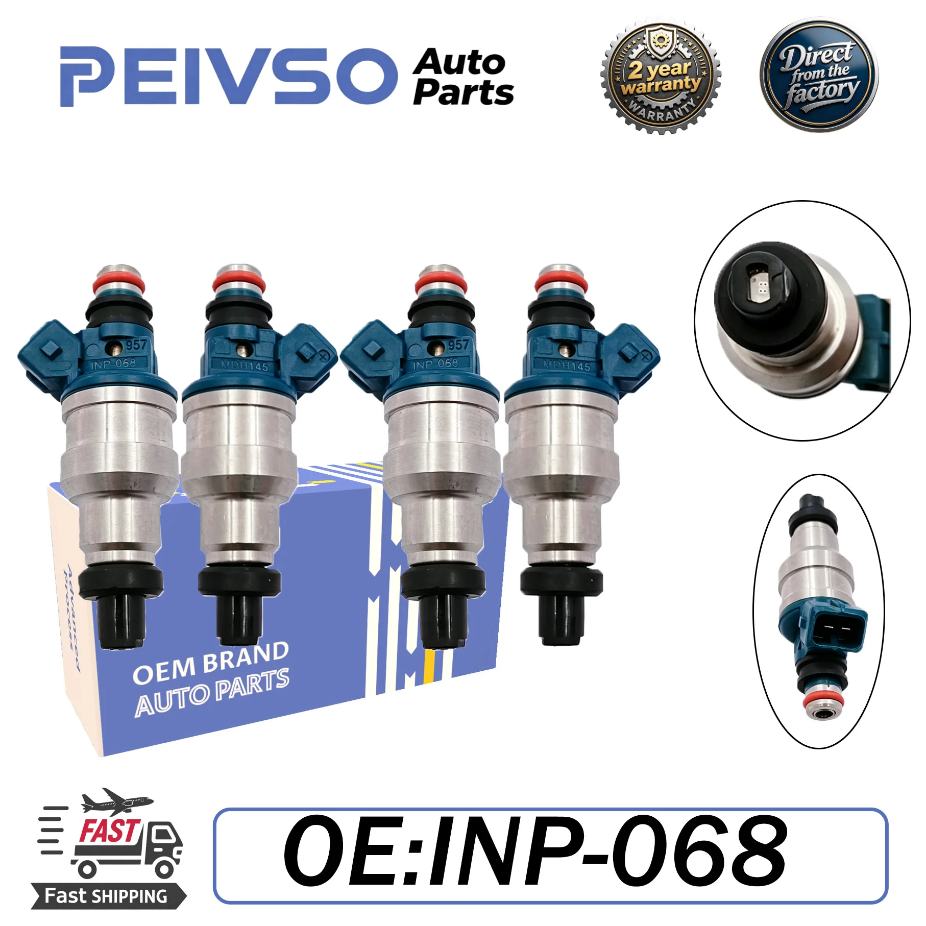 PEIVSO 4PCS/Set Fuel Injector INP-068 MDH145 For DODGE COLT 1.3L 1992-1995 Mitsubishi Carisma Lancer Libero Mirage Colt