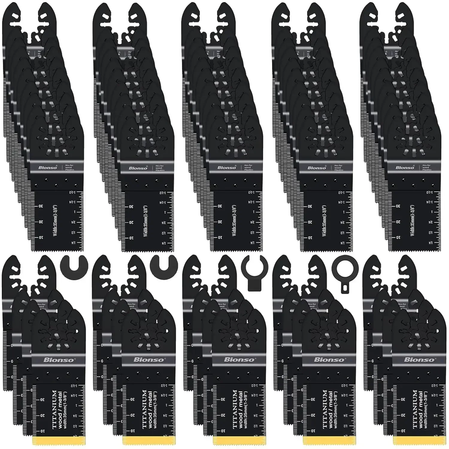 

120PCS Universal Oscillating Tool Blades Kit, Titanium Multitool Blades for Wood and Metal Cutting