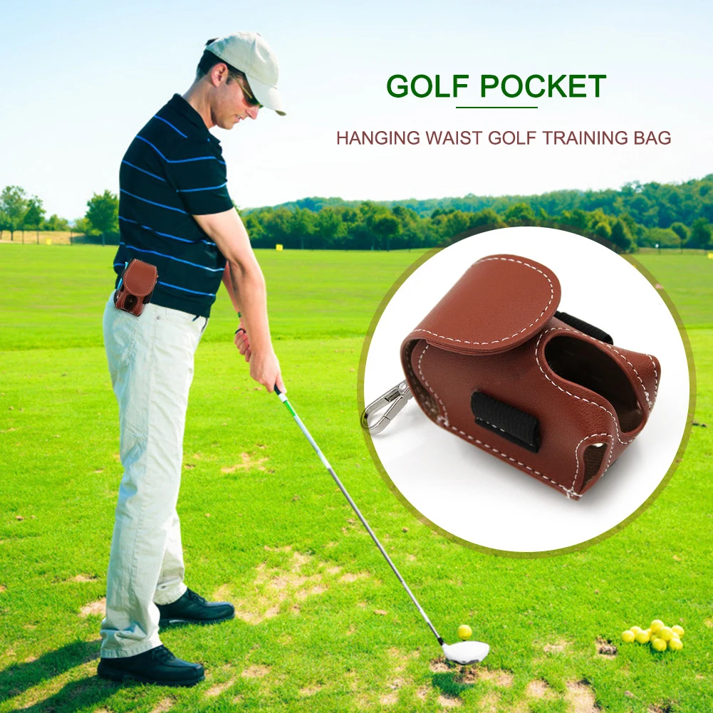 Mini Golf Ball Container with Buckle Portable Golf Waist Pack Holds 2 Balls Pocket Golf Ball Bag Outdoor Golf Sports Accessories