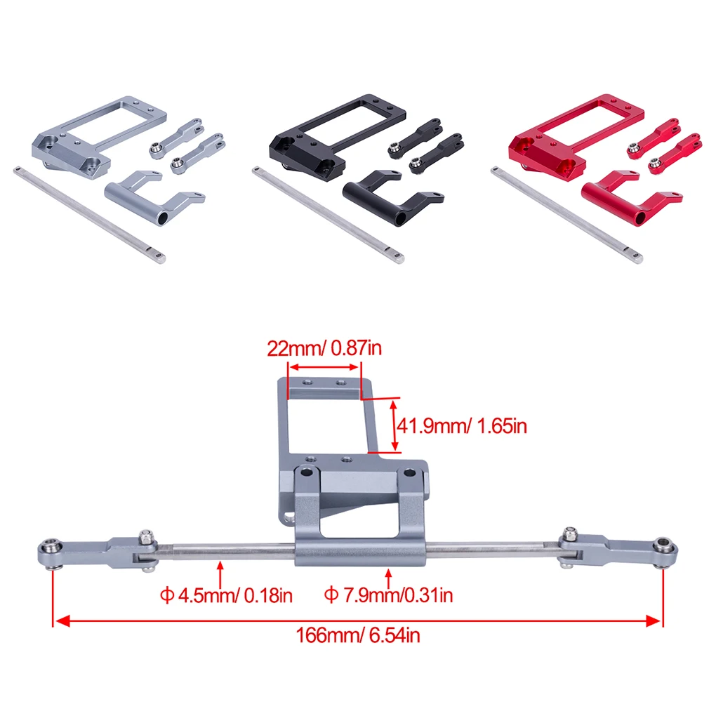 Eixo dianteiro cnc bat servo montagem com kit de direção hidráulica para vp capra f9 portal eixo lcg 1/10 rc crawler chassi do carro peças diy