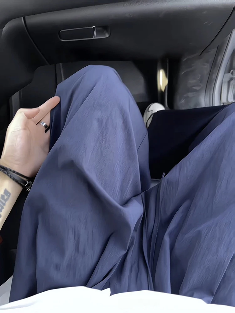 

Свободные спортивные брюки из ледяного шелка с защитой от солнца для мужчин в k Синие летние повседневные прямые брюки молодежного бренда Faion