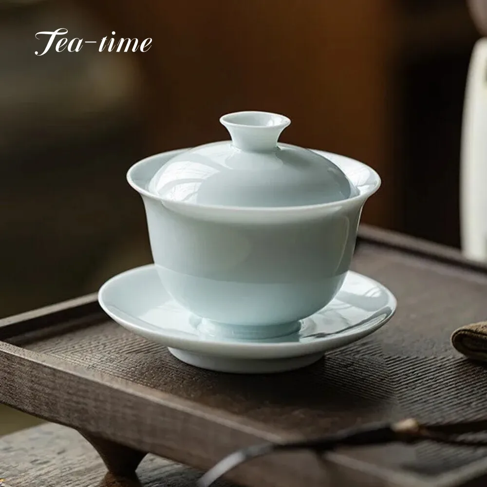 Antique Tea Mugs Gaiwan Set Tool Ceramic Cup 100ml Bowl Gaivan Mug Yingqing Saw Clay Drinkware Simple Supplies Porcelain Chawan