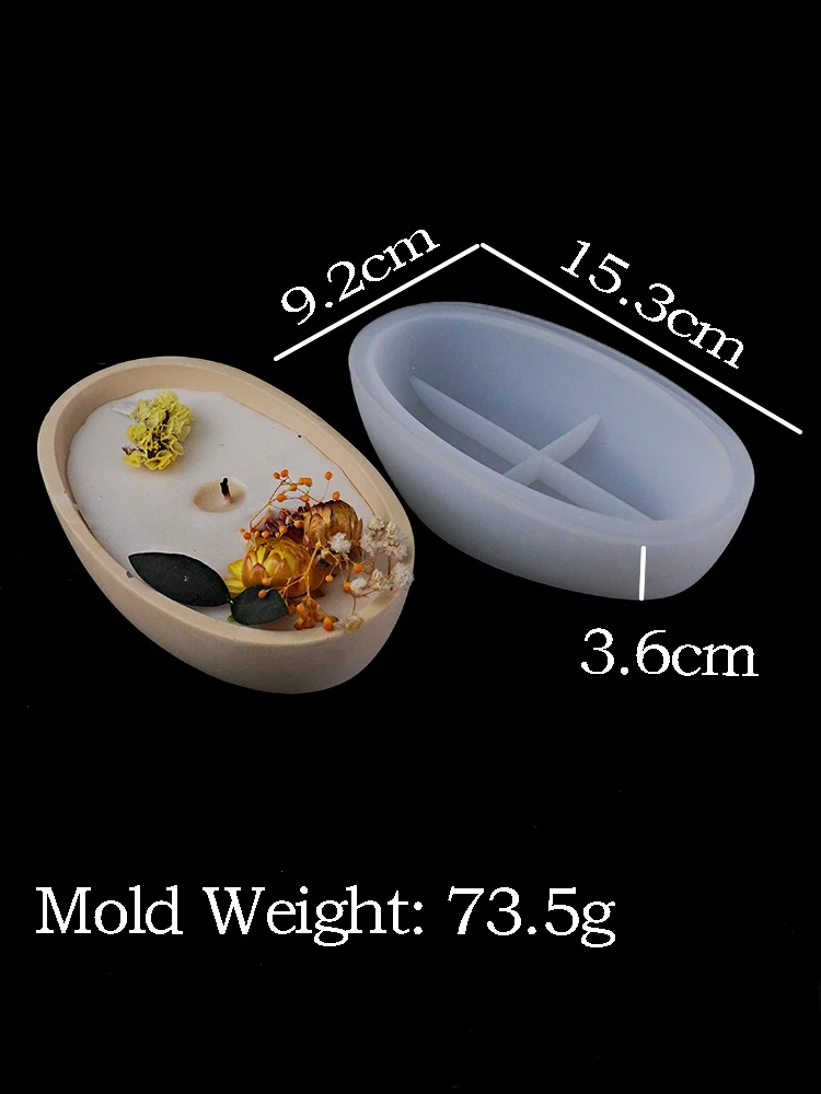 Beton Oval Kerze Glas Silikon Form Schiff Form Blumentopf Handwerk Gips Formen DIY Harz Wachs Tablett, Der Formen Wohnkultur