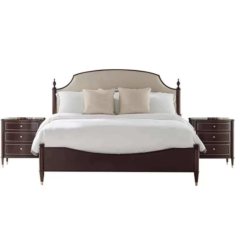 Double bed French, American solid wood fabric soft bag bed 1.8 meters