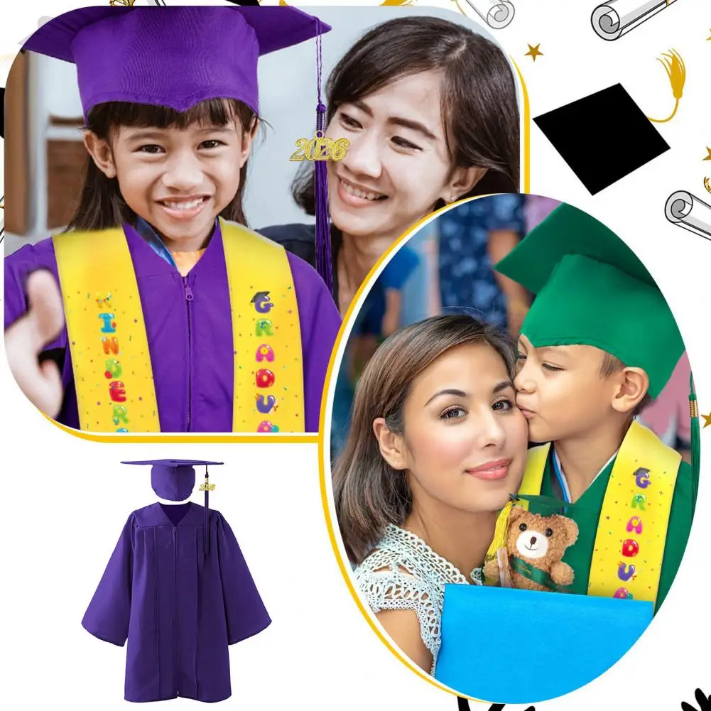 Kindergarten Graduation Cap And Gown Set Unisex Congrats Grad Outfit with 2026 Tassel Charms for Preschool Kindergarten