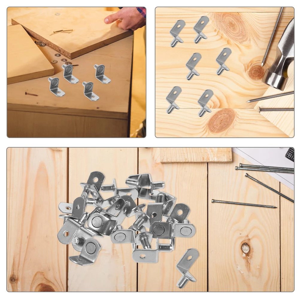 

100pcs Metal Shelf Pegs Sturdy L Shaped Bracket Clips for Bookshelf Kitchen Cabinet Support Pegs Stable Board Holders