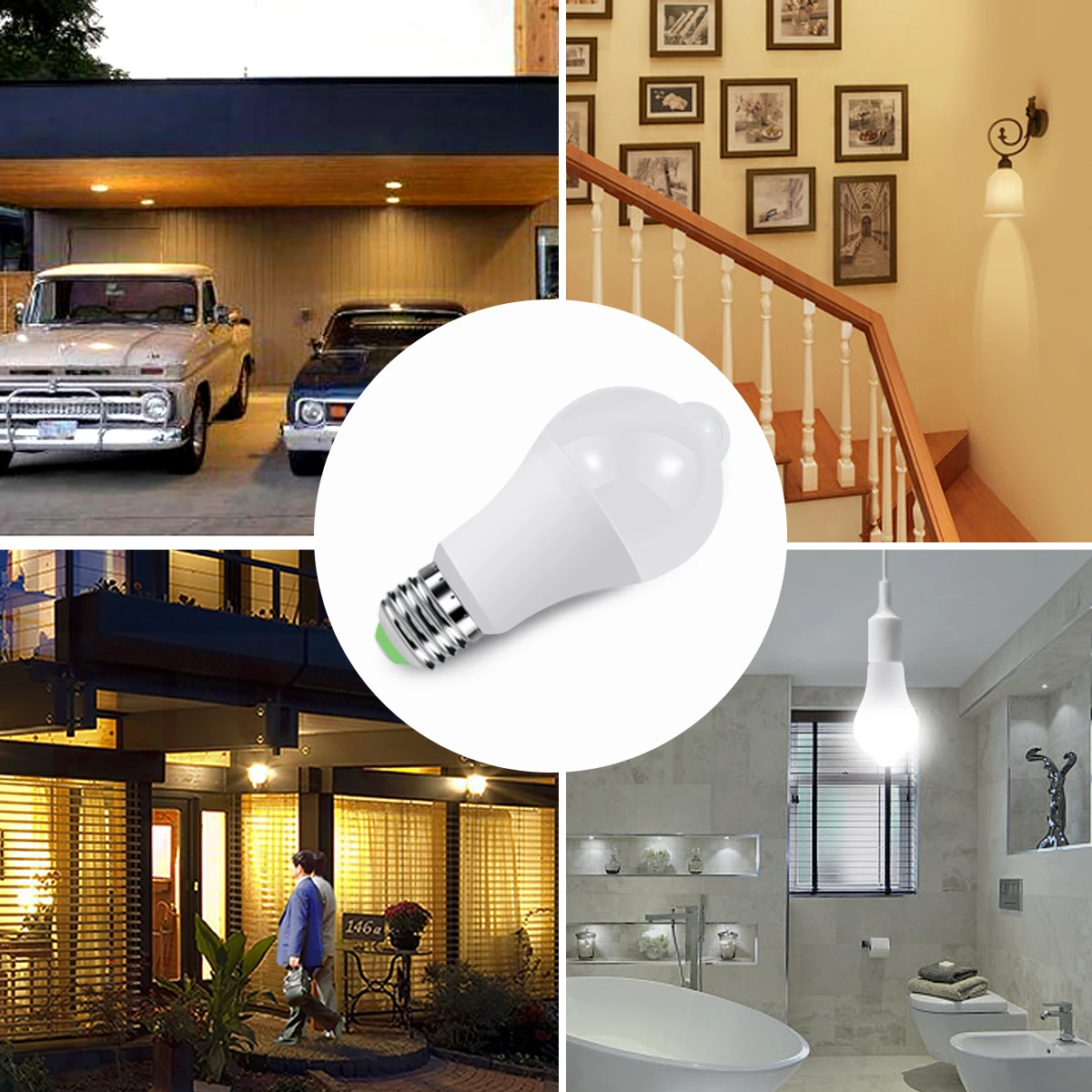 12W Led Bulbs E27 PIR Motion Detection Body Induction Auto ON/OFF LED Lamp 110v 220v Smart Motion Sensor LED Bulb Night Light