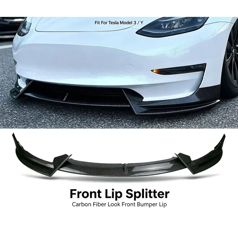 High Quality Glossy Black ABS Front Lip Spoiler Bumper Guard with Protective Film Easy Installation Model 3 2019-2022