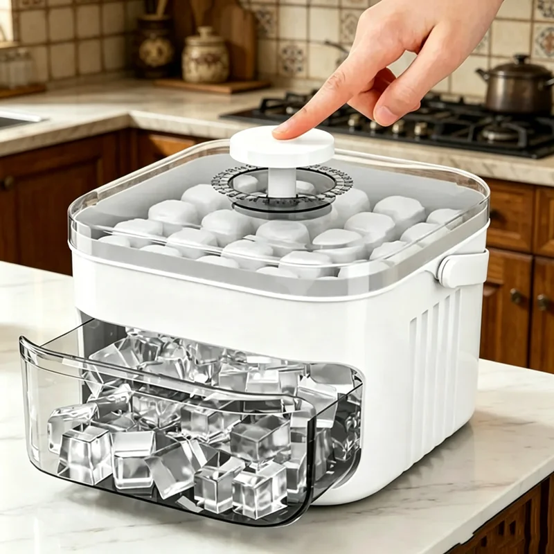 Food Processor Large - 50큐브 제빙기 대용량 이중층 얼음 제조기,