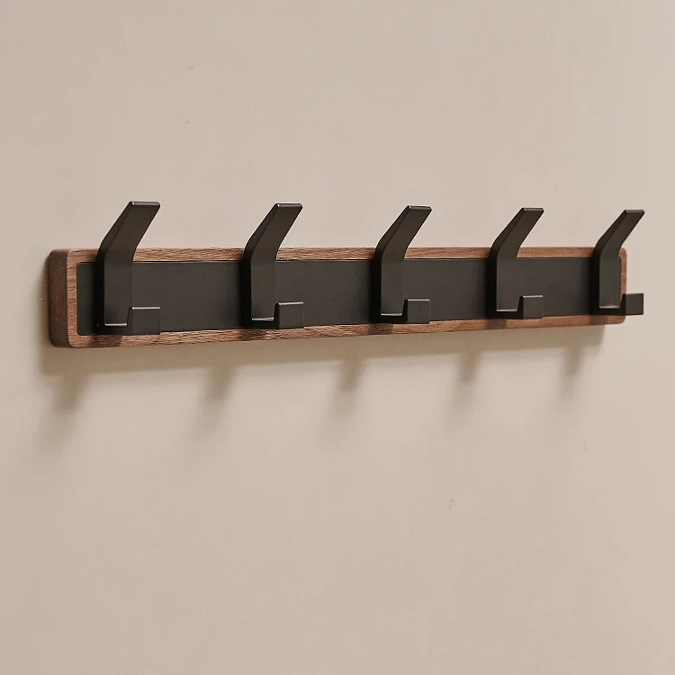 BAKALA-zwart houten muurhaak, hangende kapstok voor badkamer, keuken, slaapkamer, hal, kledinghouder