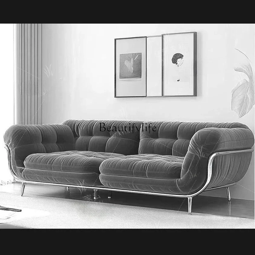 4*Simple American fabric sofa stainless steel living room custom lazy bedroom furniture