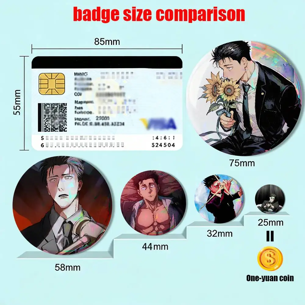Laser reflective round badges pins The strongest Lawyer Rampage Hiromi Higuruma bag clothing decorations collectibles gifts