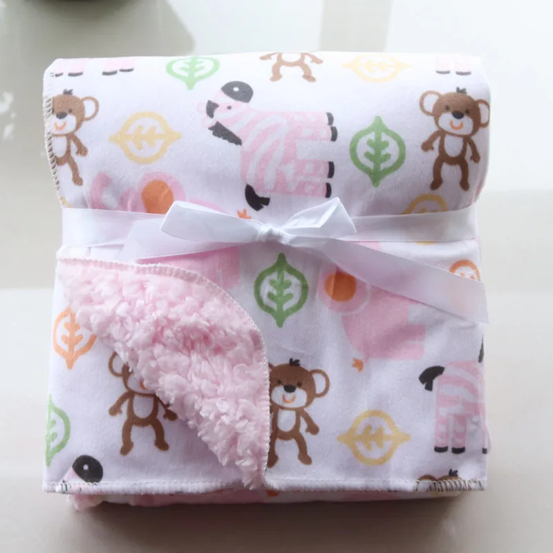 Baby Blanket Newborn 2Layers Coral Fleece Infant Swaddle Stroller Cover Blankets Kids Baby Girls Boys Soft Bedding Quilts