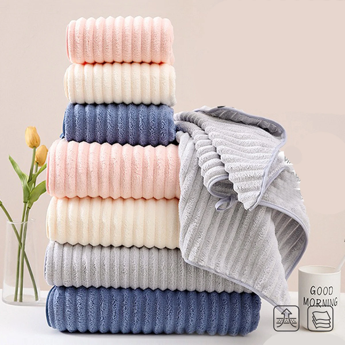 2025 2pcs Coral Velvet Bath Towel For Shower Quick-Drying Thickened Absorbent High Quality Home Use Soft Bathrobe Bathing Robe