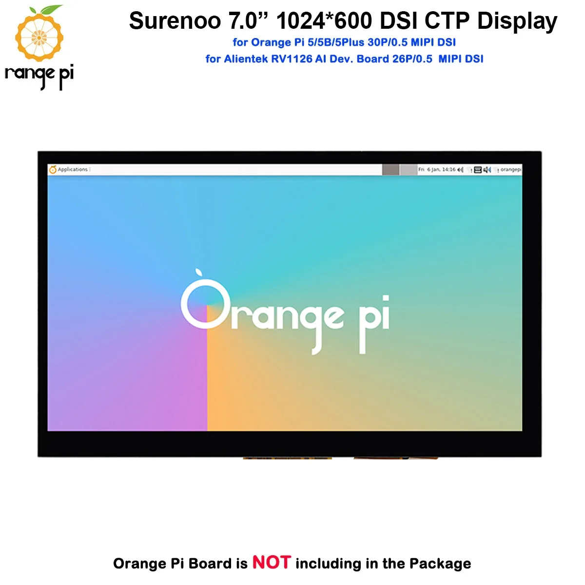 

7.0" 7 inch 1024*600 IPS TFT MIPI DSI Multi-Touch Capacitive Touch Panel LCD Module Display Monitor Screen for Orange Pi 5/5B/5P