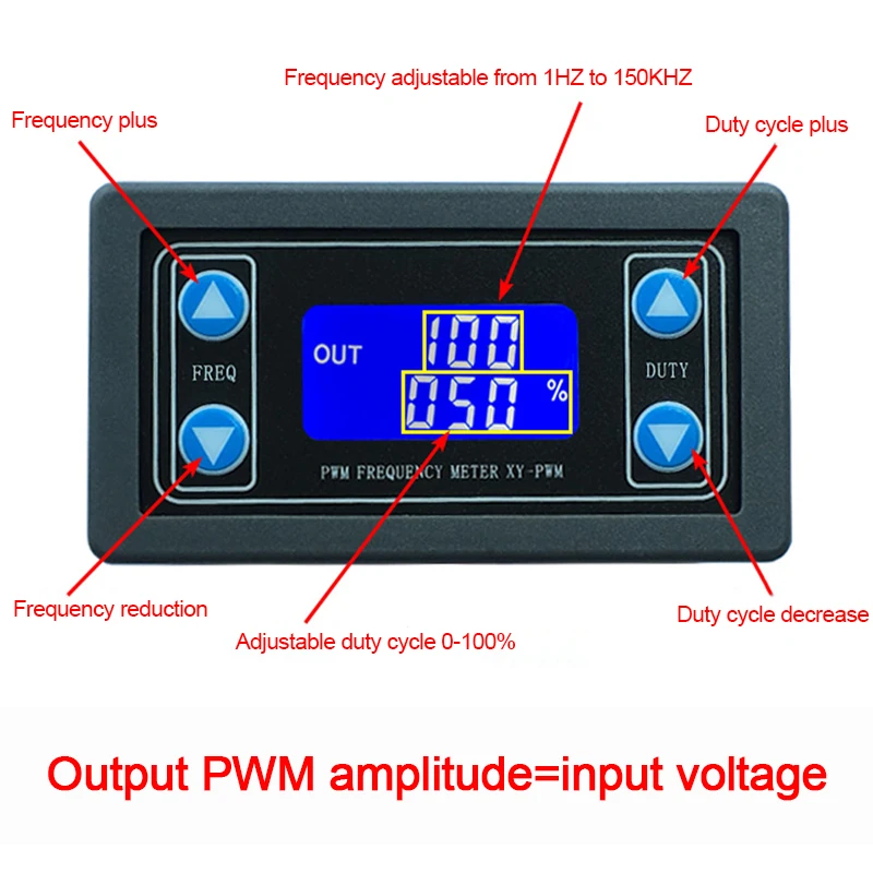 Imagem -02 - Xy-pwm-gerador Retangular do Sinal da Onda Frequência do Pulso Relação do Ciclo do Dever Quadrado Ajustável 1hz150khz